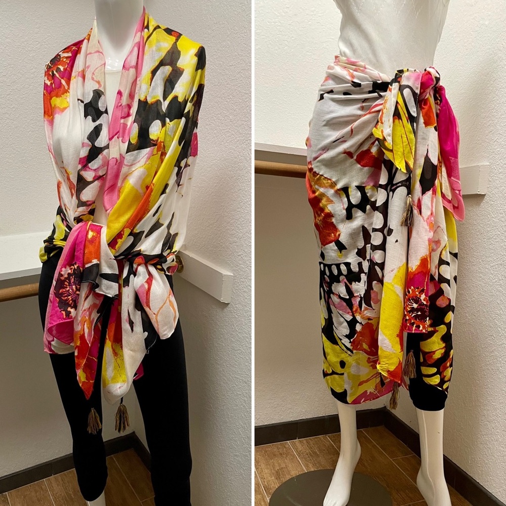 Lane Bryant • Abstract Floral Butterfly Wing Lightweight Scarf / Wrap